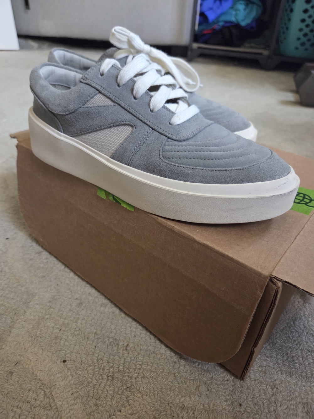 Fear of God Gray Suede Low-Top Sneakers with White Sole